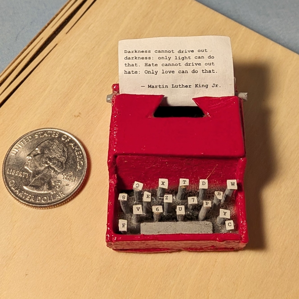 Tiny Typewriter Classic Red Martin Luther King Jr Quote Handmade Miniature Art